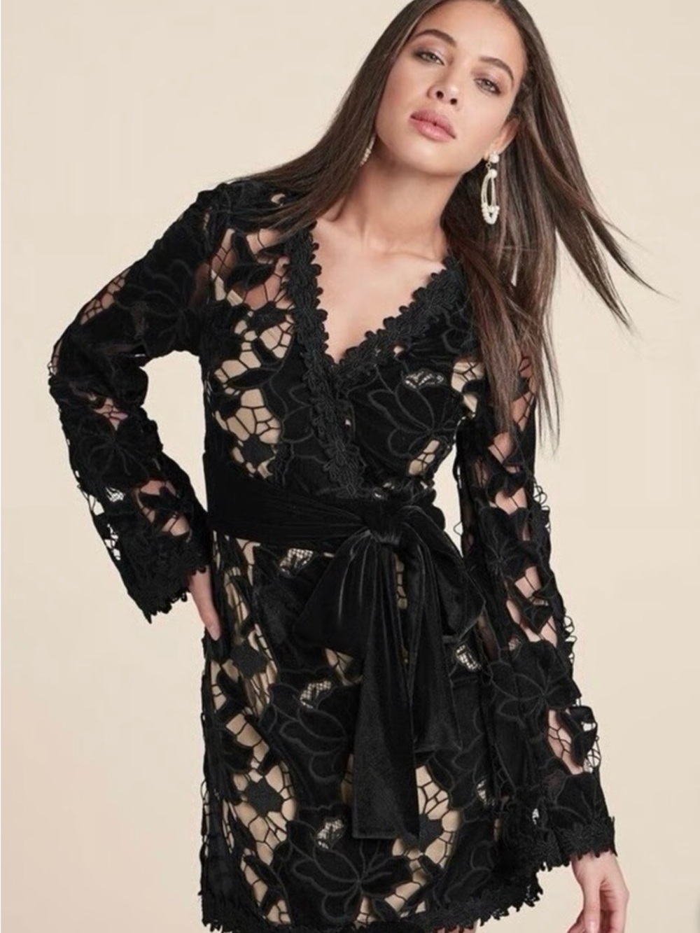 Black Velvet and Lace Mystic Abstract Flower Dress in size 6 Whimsigoth